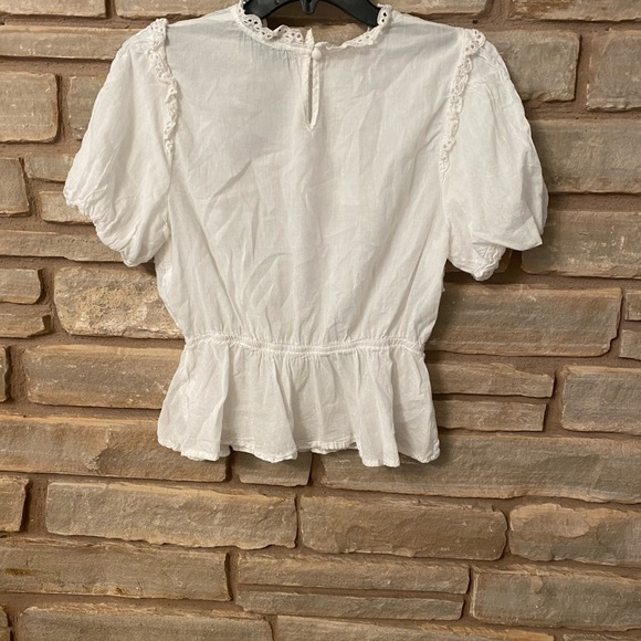 Alice & blue Puff Sleeve Three-Dimensional Flower embroidered top size L - Picture 2 of 9